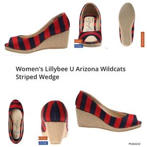 Lillybee U size 7 Arizona wildcats striped wedge shoes NWOT